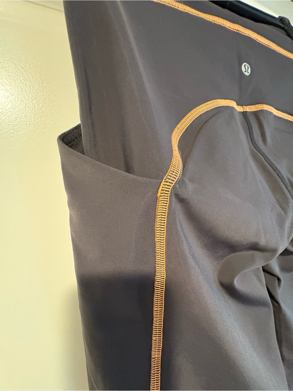 lululemon athletica Black Capri Leggings with Tan Contrast Stitching - Picture 4 of 6